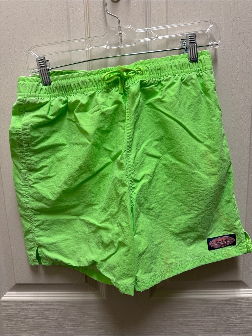 Boys Neon Green Swim Trunks